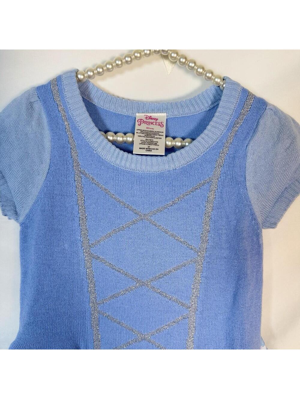 Disney Princess Toddler Girls Cute Blue Cinderella Sweater Dress Size 5T - Picture 2 of 9